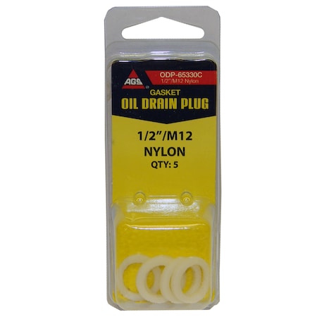 Accufit Oil Drain Plug Gasket Nylon 1/2/M12, 5 Per Card ,ODP-65330C
